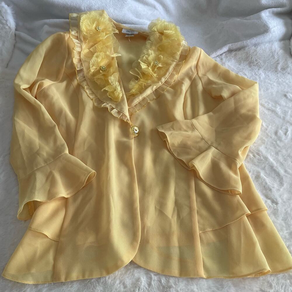 Vintage 3K Fashion Yellow Collared Blazer size 2X - Picture 1 of 3